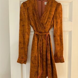 Saloni orange tie waist dress